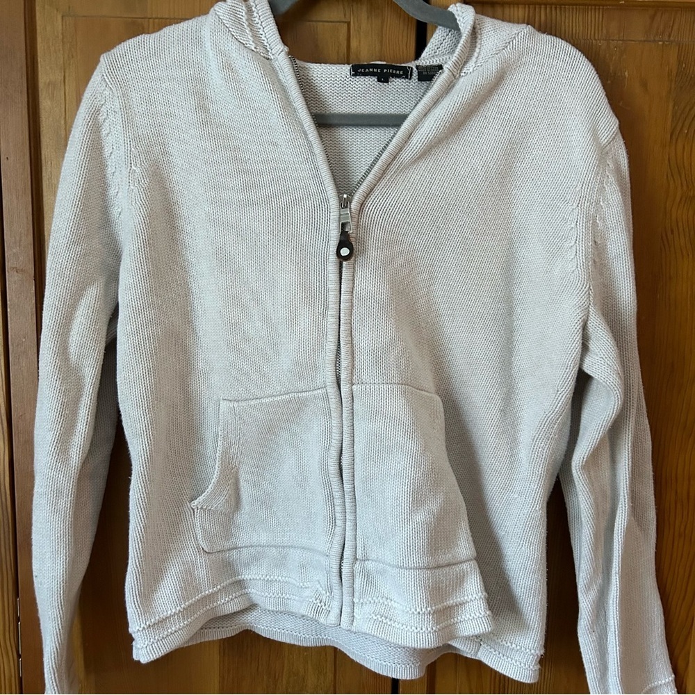 Jeanne Pierre Light Knit Zip-Up Sweater